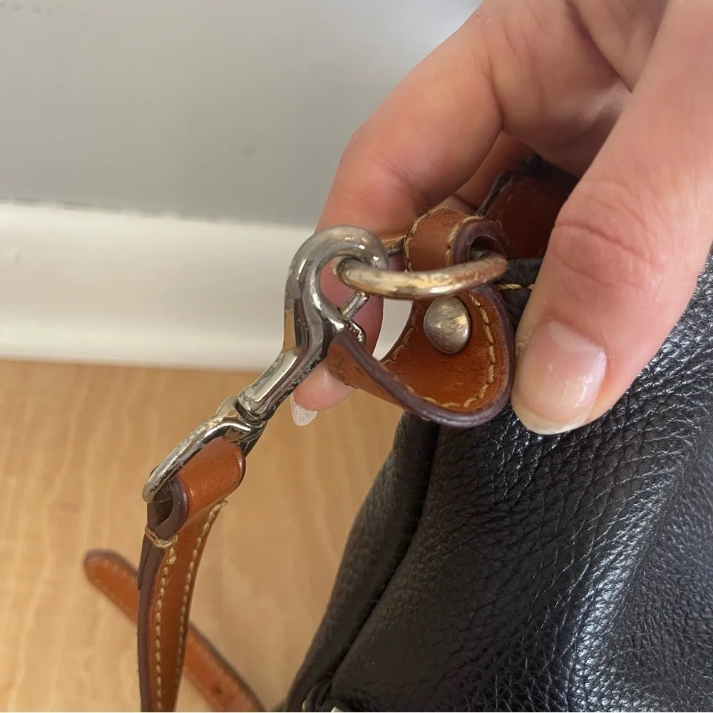 Dooney & Bourke Dillen Pebbled Leather Double Pockets Handbag Black Hobo Bag